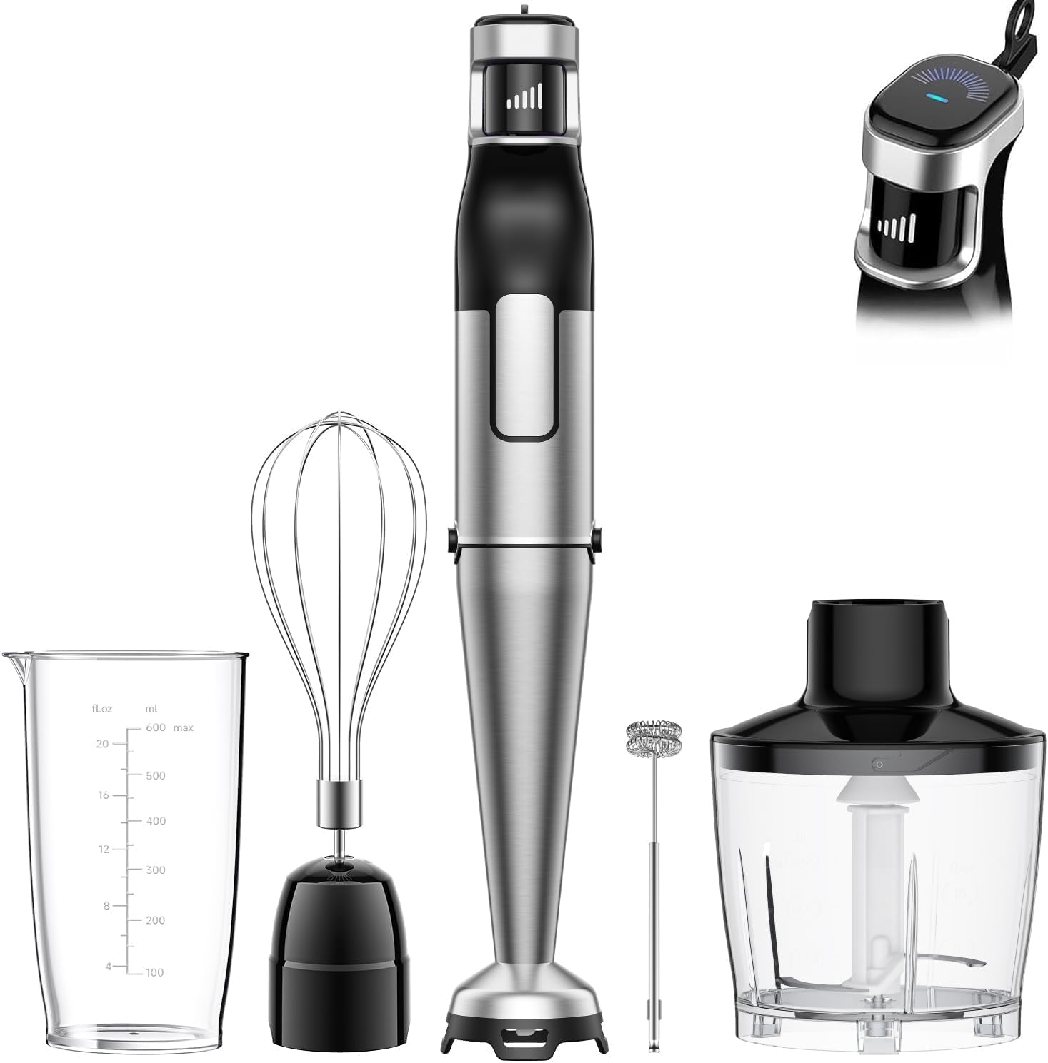 5-in-1 Hand Blender Set, 1100W Electric Blender, Stainless Steel Hand Blender